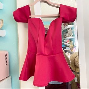 Off shoulder hot pink top